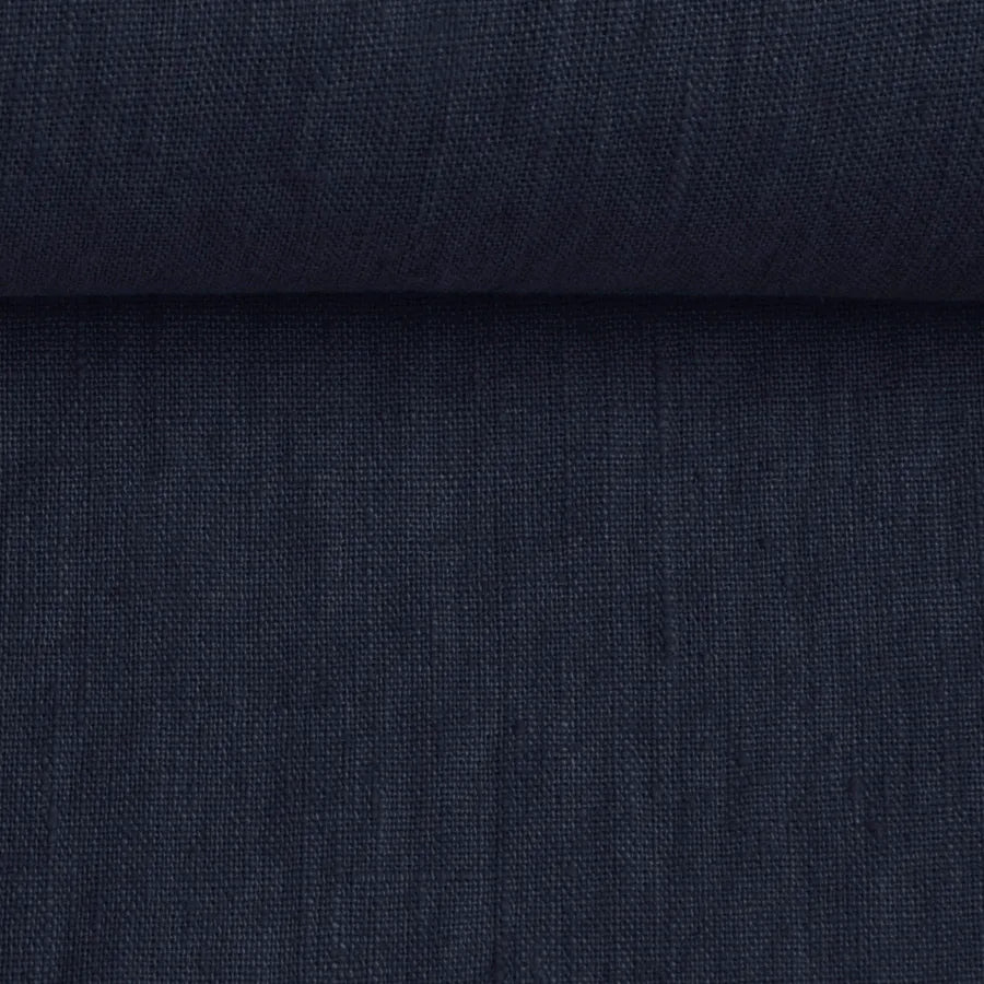 100% Softened linen - dark blue 205 g/m²