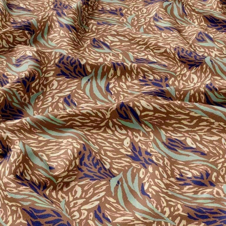 100% viscose fabric-brownish, mint pattern 125 g/m²