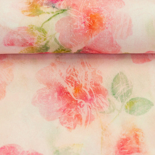 100% viscose fabric - watercolor floral colors 135 g/m²