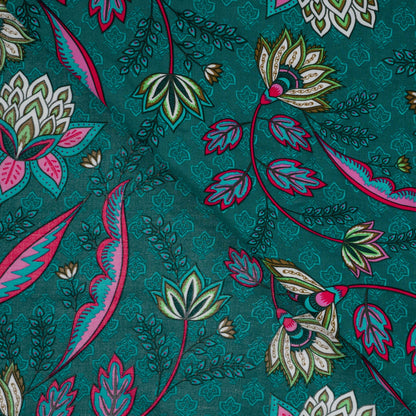 Image of 100% viscose fabric pattern on a petrol background 90 g/m² – available at Šarlotes audumi