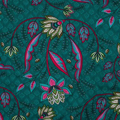 Image of 100% viscose fabric print on a petrol background 90 g/m² – available at Šarlotes audumi