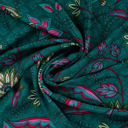 Image with 100% viscose fabric pattern on a petrol background 90 g/m² – available at Šarlotes audumi