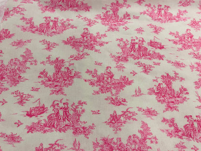 100% viscose fabric - pink porcelain pattern 125 g/m²