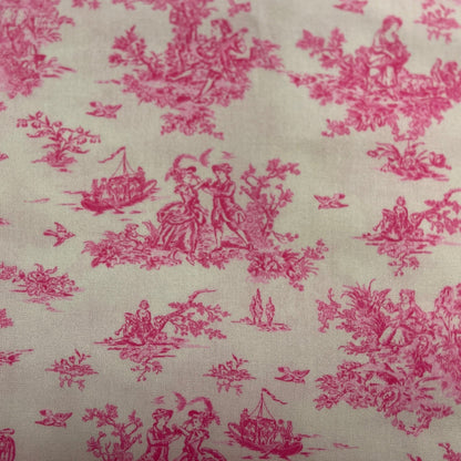 100% viscose fabric - pink porcelain pattern 125 g/m²