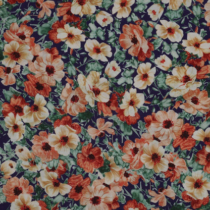 100% viscose fabric - pink flowers 110 g/m²