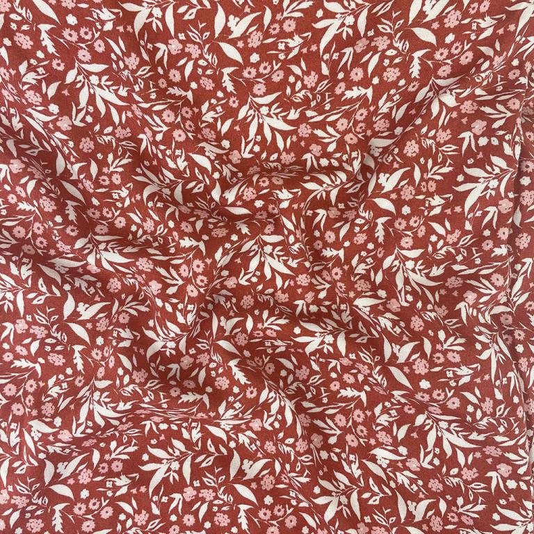 100% Viscose fabric - pink floral pattern 125 g/m²