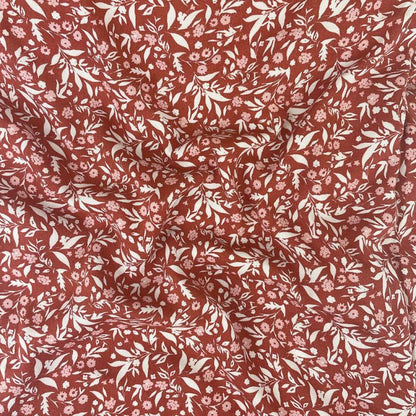 100% Viscose fabric - pink floral pattern 125 g/m²