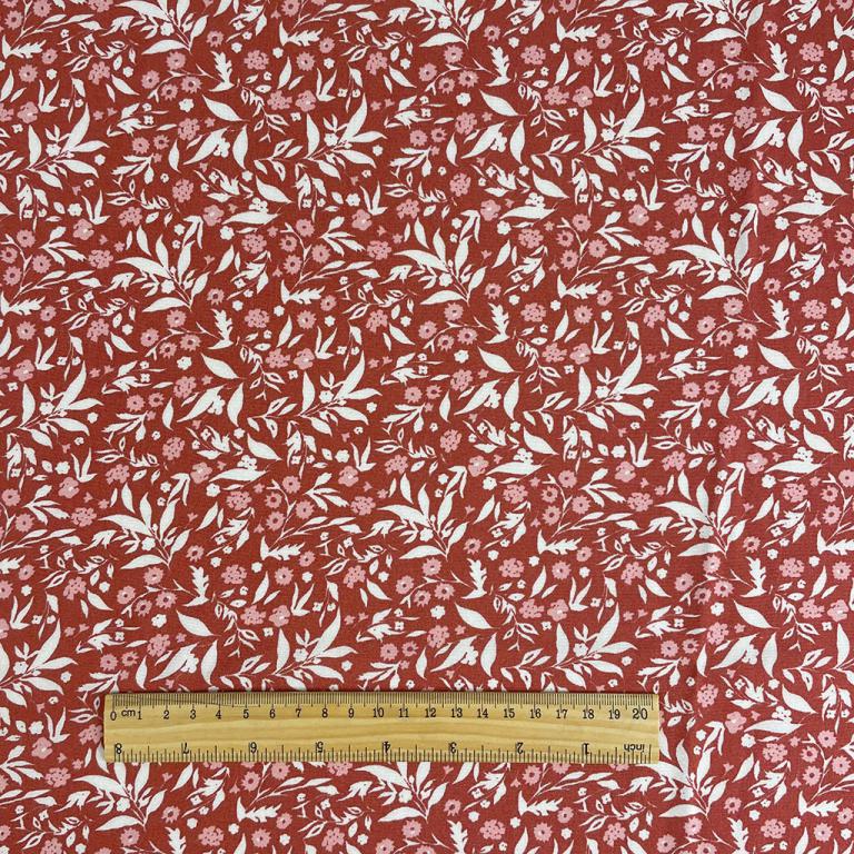 100% Viscose fabric - pink floral pattern 125 g/m²