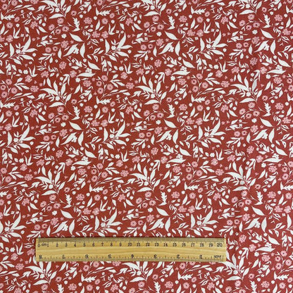 100% Viscose fabric - pink floral pattern 125 g/m²