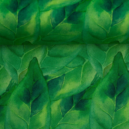 Image with 100% viscose fabric - emerald foliage 125 g/m² – available at Šarlotes audumi