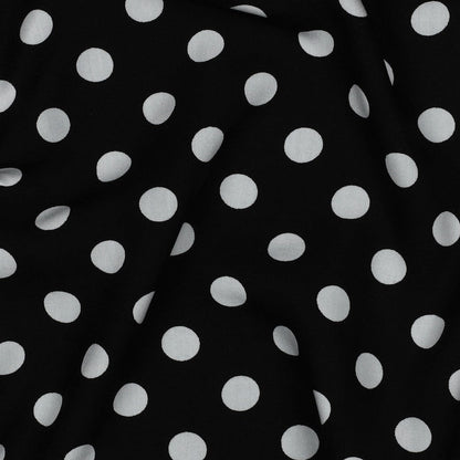 Image of 100% viscose satin - polka dot pattern 110 g/m² – available at Šarlotes audumi