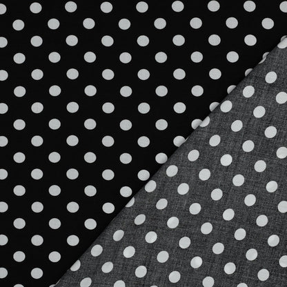 Image with 100% viscose satin - polka dot pattern 110 g/m² – available at Šarlote’s Fabrics