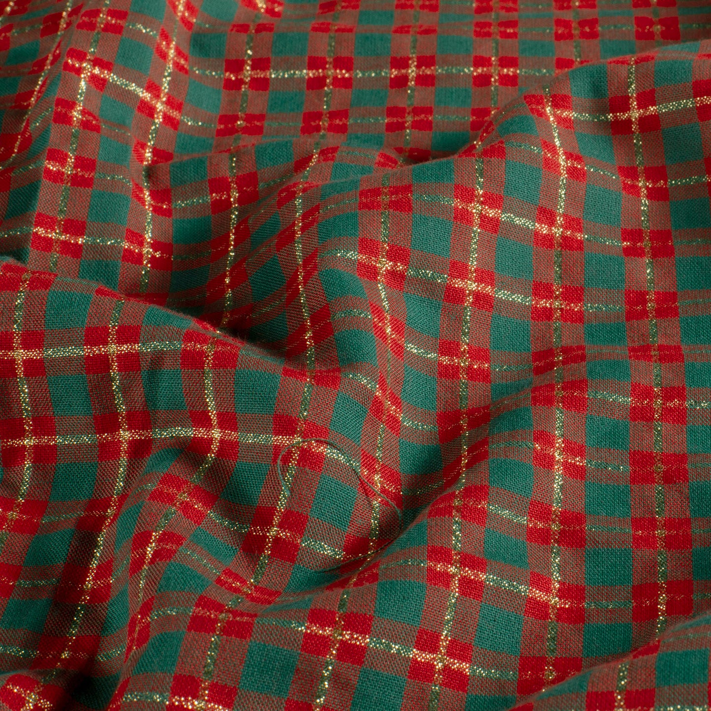 Premium 100% Cotton Fabric - Scottish Check with Gold Accents 120 g/m²