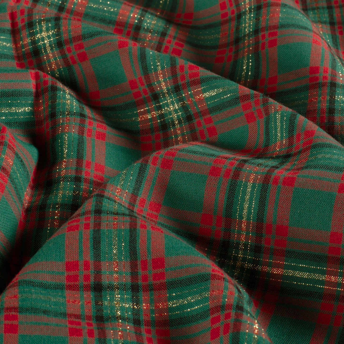 Premium 100% Cotton Fabric - Gold Shimmer Check Pattern 120 g/m²