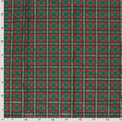 Premium 100% Cotton Fabric - Gold Shimmer Check Pattern 120 g/m²