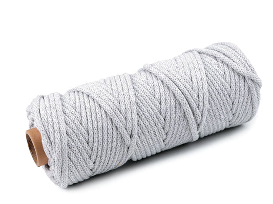 Cotton cord 5 mm, light grey, 10 m