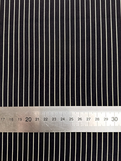 Italian 100% silk fabric with a fine black striped pattern – 80 g/m²