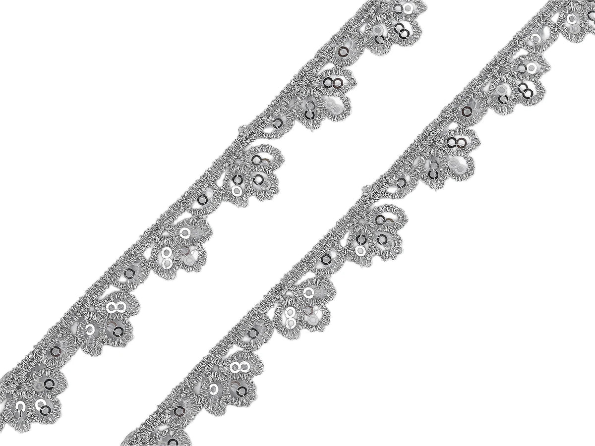 Ozdobna taśma koronkowa gipiurowa z cekinami – 13 mm