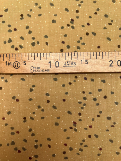 Italian acrylic fabric with beige and brown dot pattern 130 g/m²