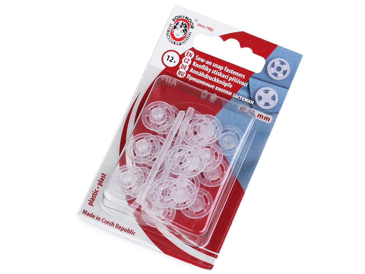 Piešujamas caurspīdīgas plastmasas spiedpogas – 7 mm, 10 mm, 13 mm un 15 mm