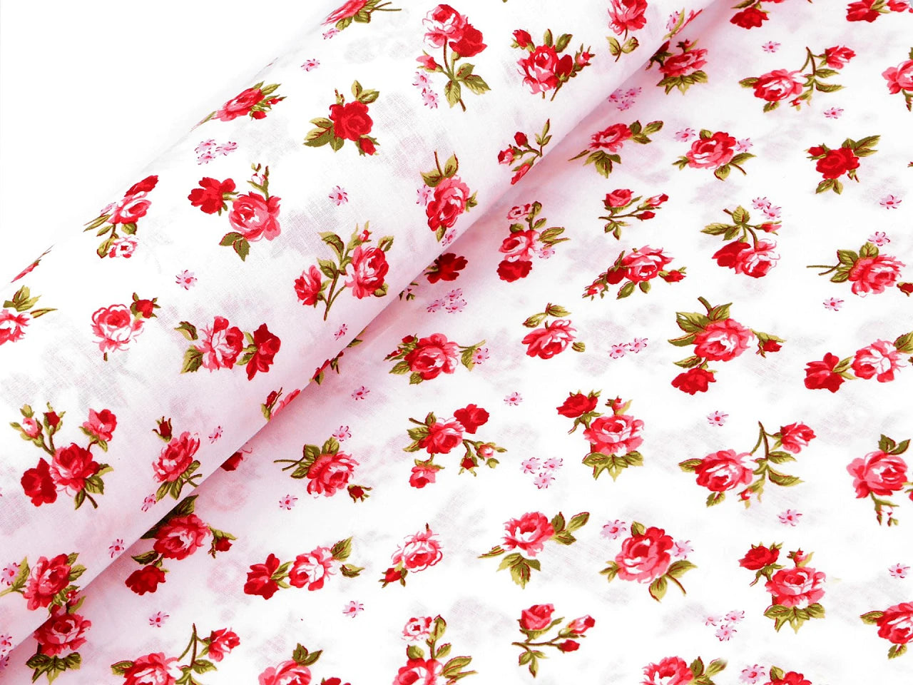 100% Cotton Fabric - Red Roses 125 g/m²