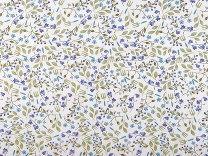 Premium plāns 100% kokvilnas audums-zili ziedi