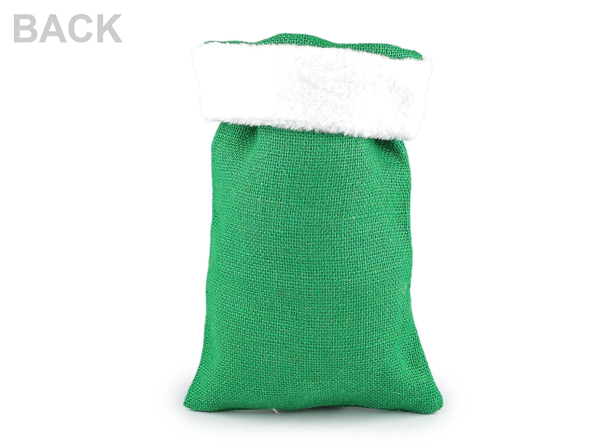 Świąteczny worek prezentowy z juty z puszystym wykończeniem – 20 × 30 cm