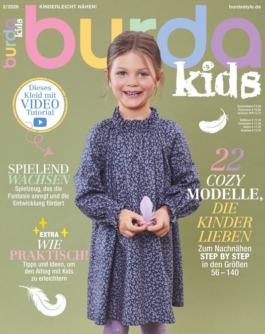 Burda Kids 02/2026 – magazyn z wykrojami na ubranka dziecięce, w języku niemieckim