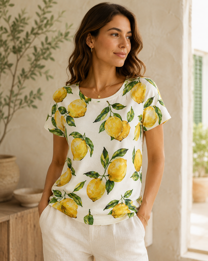 Cotton jersey - lemons 220 g/m²