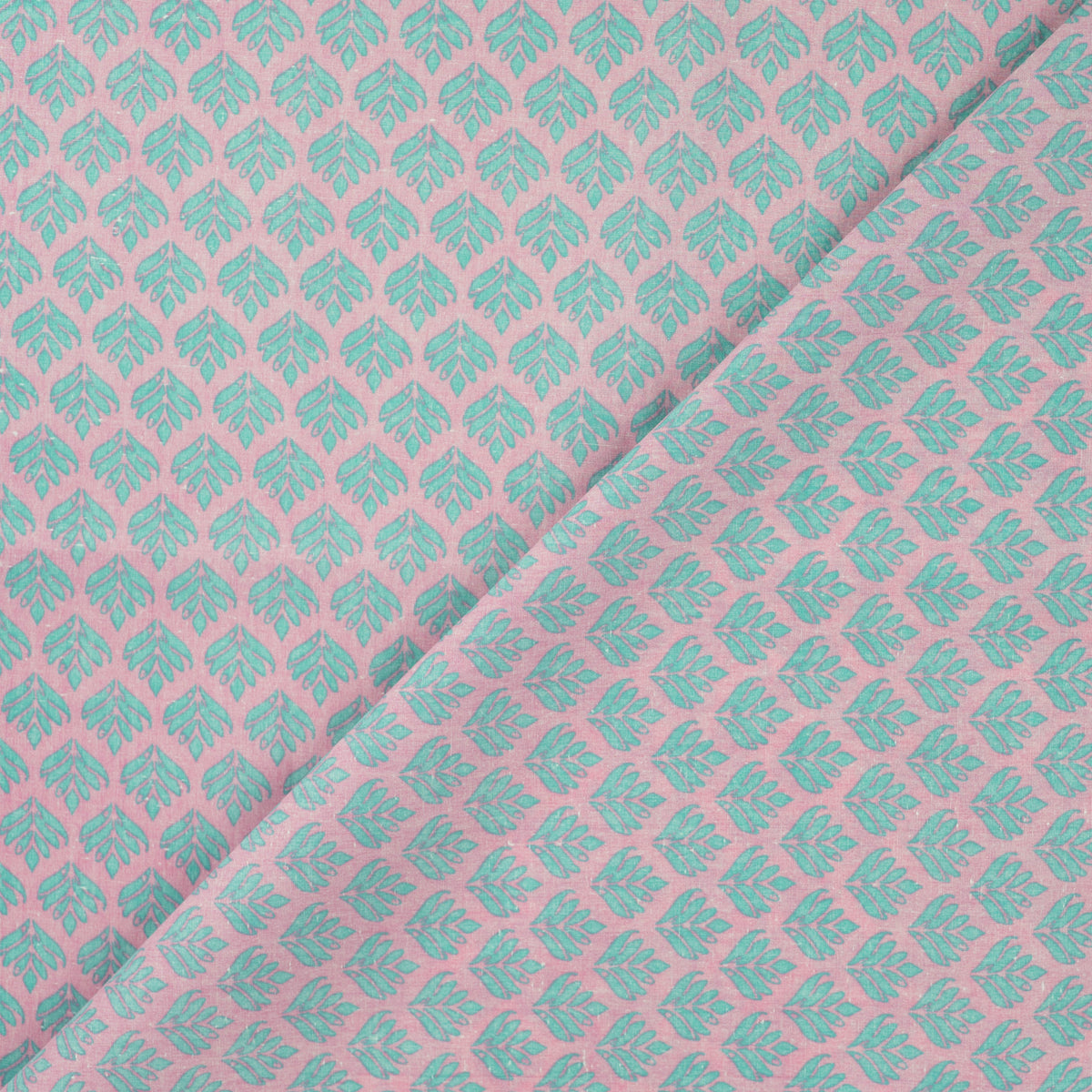 Premium 100% bawełniana tkanina – turkusowe listki