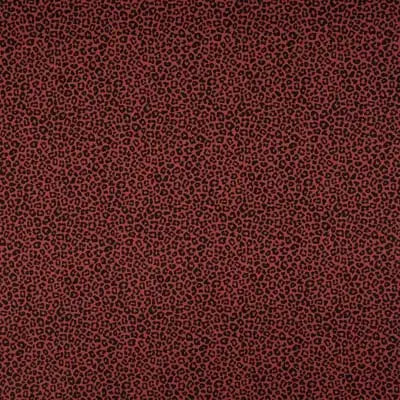Premium cotton poplin fabric, dark red leopard print