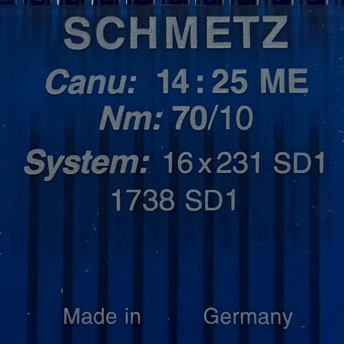 alt
Image with SCHMETZ DBx1 SD1 industrial sewing machine needles – for leather, plastic, and PVC materials (10 pcs.) – available at Šarlotes audumi