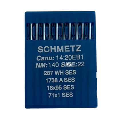 Image of SCHMETZ DBx1 SES needles for industrial sewing machines – for knitwear and sportswear (10 pcs.) – available at Charlotte's Fabrics