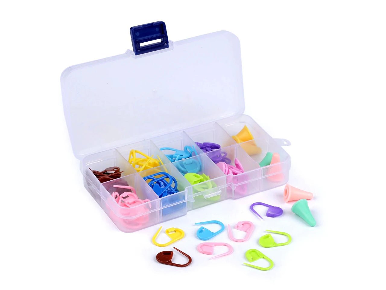 Knitting and crochet marker set in a box