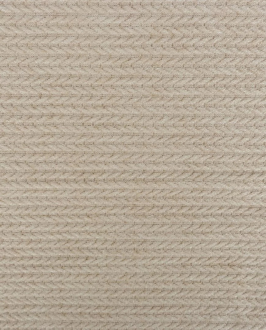 Image of knitted jacquard fabric with braids - sand tone 350 g/m² – available at Šarlotes Fabrics