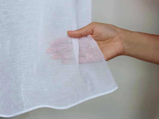 Curtain fabric with lead thread | 276 cm wide | linen imitation