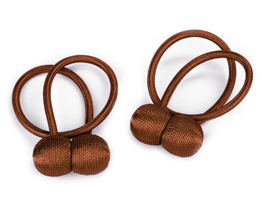 Curtain holder with magnet - brown cognac (2 pcs in set)