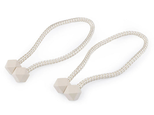Curtain holder with magnet - cream-colored (set of 2)