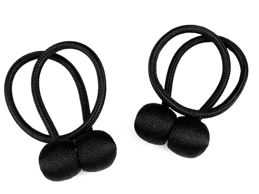 Curtain holder with magnet - black (2 pcs in set)