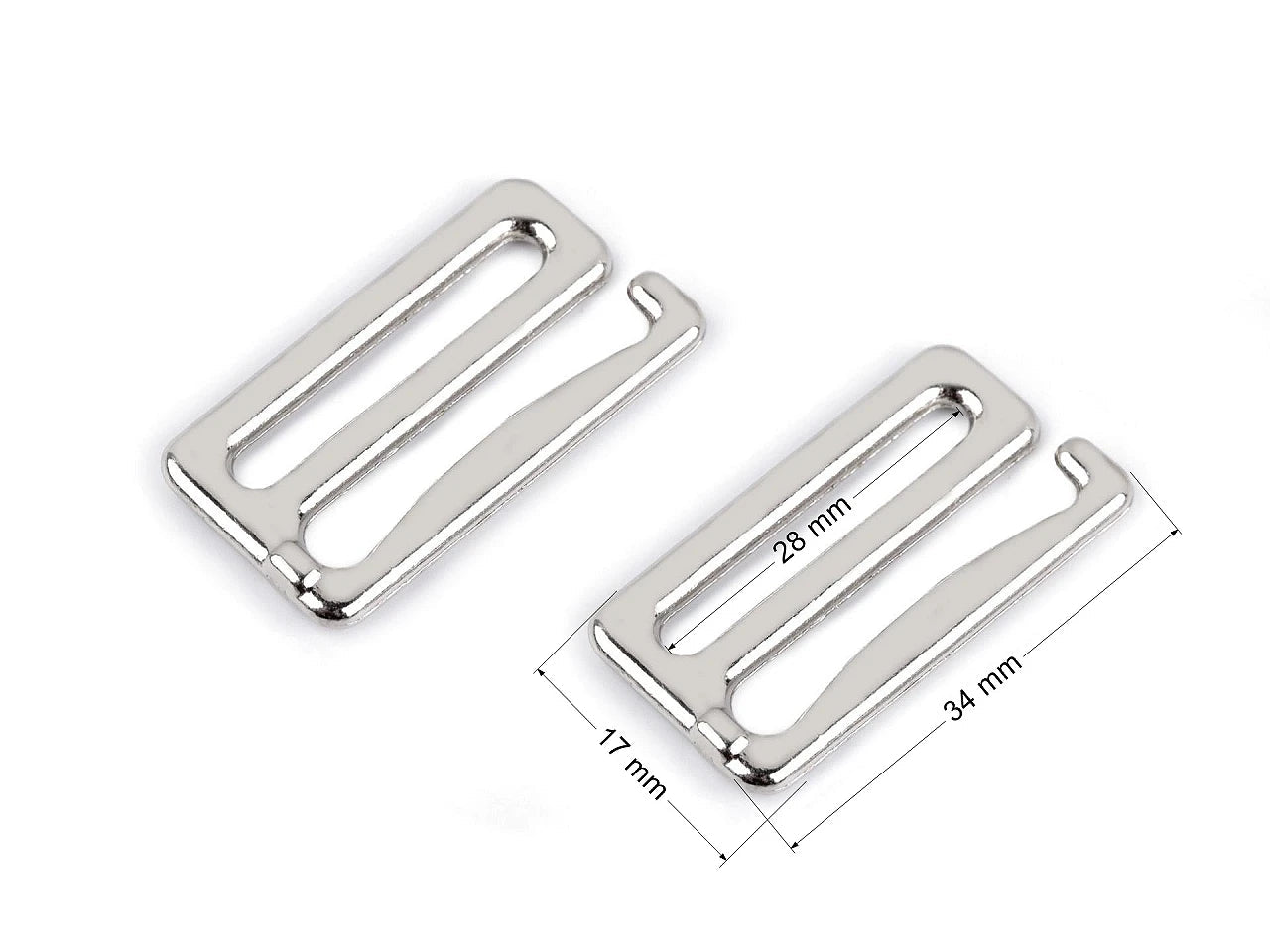 Hook for swimwear and underwear | Width 28 mm | Nickel-plated, washable metal | 2 pcs.