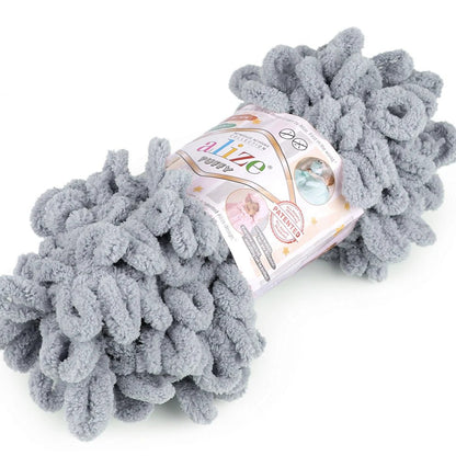 Alize Puffy yarn - blue-gray 9 m 100g #428