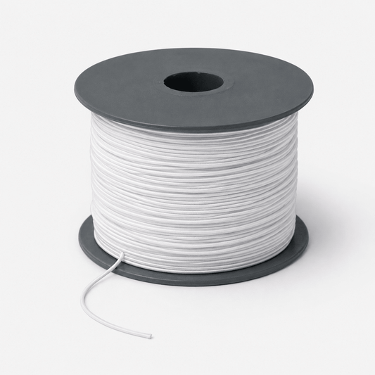 Image of round elastic cord 1 mm – white – available online at Šarlotes audumi