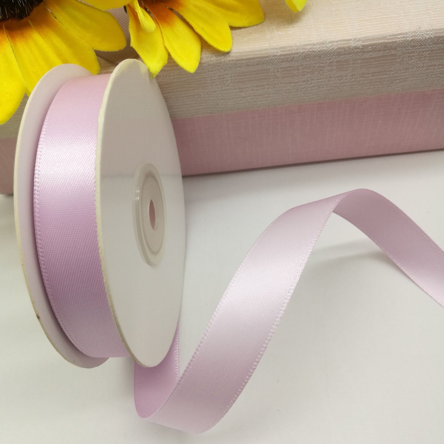 Atlasa ribbon - smoky pink 12 mm (pack of 25 m)