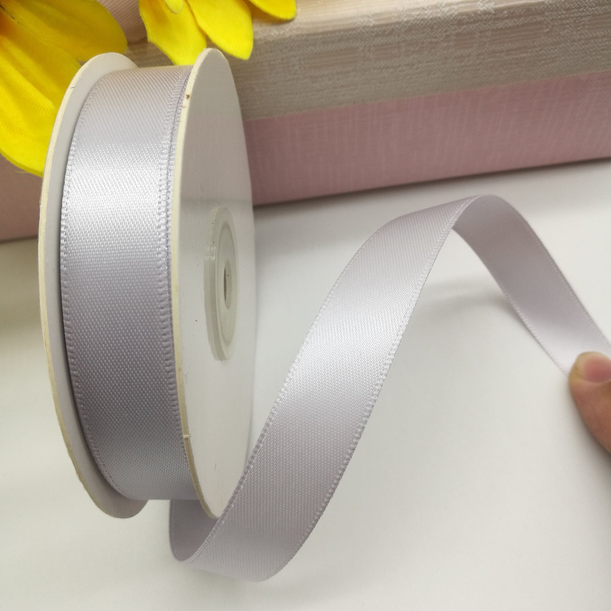 Satin ribbon - silver 25 mm (pack of 25 m)