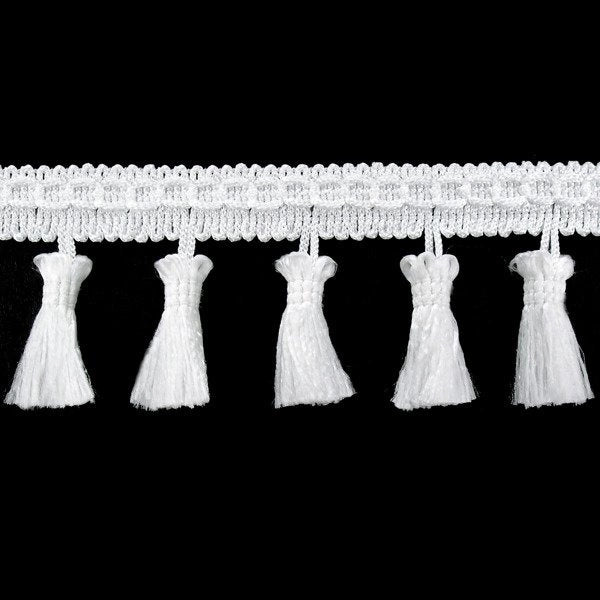 Image with fringe ribbon with tassels 55 mm - white – available at Charlotte's Fabrics