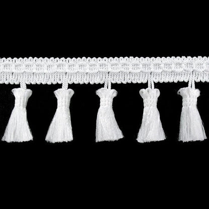 Image with fringe ribbon with tassels 55 mm - white – available at Charlotte's Fabrics