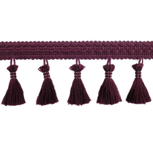 Image of fringe ribbon with tassels 55 mm - burgundy – available at Šarlotes audumi