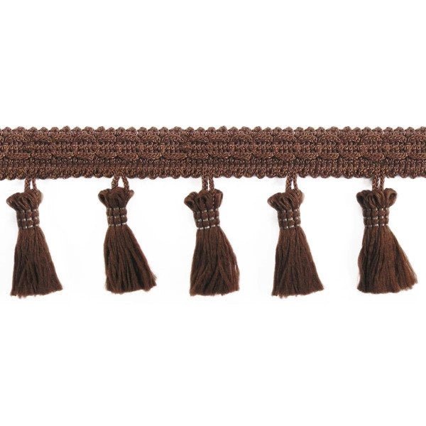 Image of fringe ribbon with tassels 55 mm - brown – available at Charlotte's Fabrics