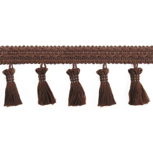 Image of fringe ribbon with tassels 55 mm - brown – available at Charlotte's Fabrics