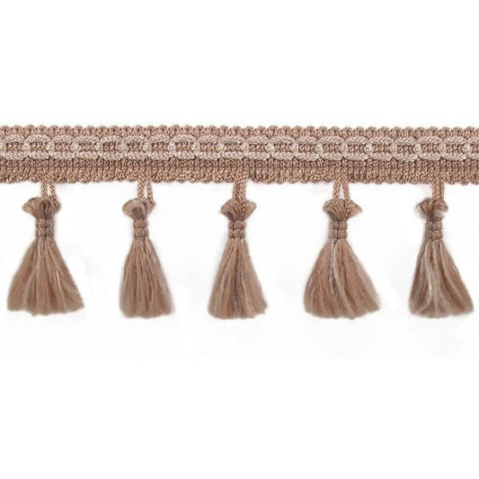 Image of fringe ribbon with tassels 55 mm - latte – available at Charlotte's Fabrics